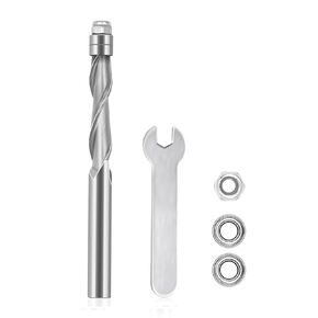 Hozly UP Cut Spiral Flush Trim Router Bit,1/4 Inch Shank, Extra Long 3 Inch OVL,Carbide CNC Router Bit,with Extra Two Bearing for Triming