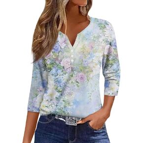 Summer Tops for Women Blouses Workout Last Day of School Teacher Shirt 3/4 Length Sleeve Womens Going Out Office