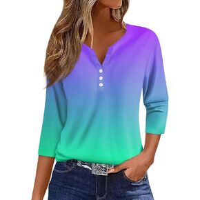 Summer Tops for Women Country Concert Outfits Blouses 3/4 Length Sleeve Womens Women's Clothing Athletic Shirts