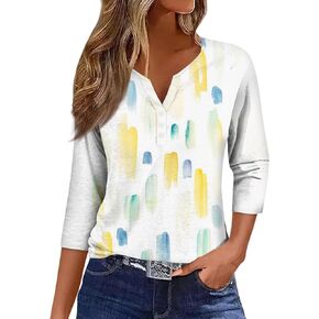 Womens Summer Tops Western Outfit for Women 3/4 Length Sleeve Cute Outfits Shirts Dressy Casual Women Tops Dressy