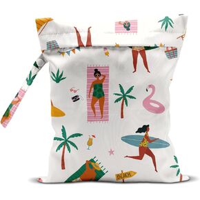 Wet Bag for Swimsuit Pool Travel Baby Cloth Diapers Dirty Yoga Gym Clothes Beach Bags Summer Gifts for Women Men Beach Vacation Essentials Costal Waterproof Wet Dry Bag Travel Laundry Bags