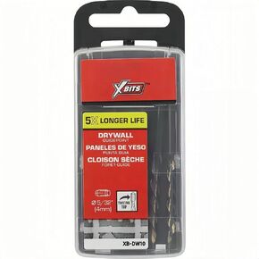 X-Bits Drywall Router Bits 5/32" Guide-Point Cutout Bits (10-Pack) High-Speed Steel, Cuts 2X Faster and Lasts 5X Longer