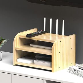 Wireless Network Organizer Router Stand, Multi-Layer Wooden TV Set-Top Box Rack, Home Wire Plug Storage Rack, Neat Convenient