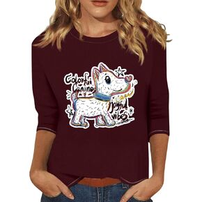 Graphic Tees for Women Womens Summer Clothes 3/4 Length Sleeve Tops Business Casual Outfits Trendy Womens T Shirts