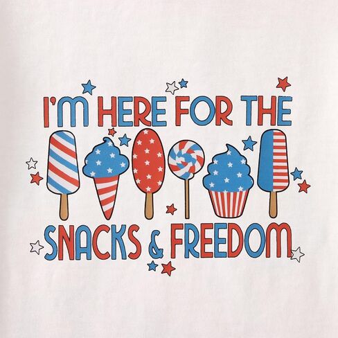 Toddler 4th of July Shirt Boys Girls Patriotic T-Shirts I'm Here for Snacks and Freedom USA Flag Graphic Tee Tops in Kuwait
