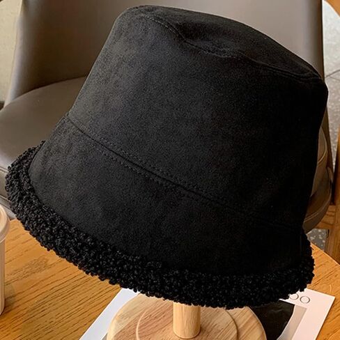 Reversible Faux Suede Bucket Hat Women Winter Warm Fisherman Hat Soft Fleece Lined Comfortable Stylish Outdoor in Saudi Arabia
