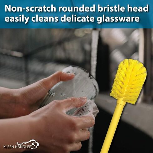KLEEN HANDLER Goblet Cleaning Brush | Bottle Brush for Cleaning Glasses and Jars, Durable Bristles and Long Handle in Kuwait