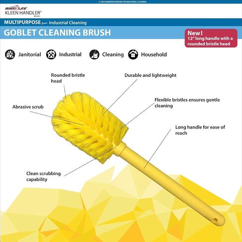 KLEEN HANDLER Goblet Cleaning Brush | Bottle Brush for Cleaning Glasses and Jars, Durable Bristles and Long Handle in Kuwait