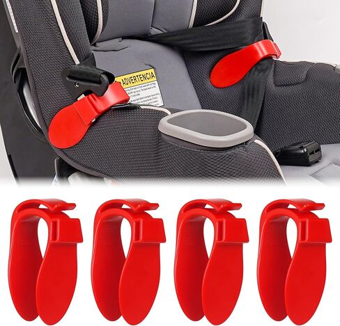Car Seat Strap Organizer Clip – Keep Harness Straps Neat & Easily Accessible – Prevents Twisting & Tangling – Universal Fit for Infant, Toddler, and Booster Seats – Quick Installation, 2 Pack (Red) in Kuwait