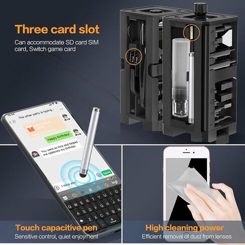 34-in-1 لمجموعة طقم تنظيف iPhone ، مجموعة مجموعة تنظيف لوحة المفاتيح متعددة الوظائف ، محمول مع حالة تخزين محمولة لـ AirPods لوحة مفاتيح الشحن الكاميرا Camera Camera Port Port Black in Kuwait