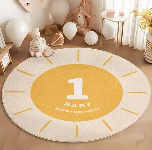 Rainbow Sunshine Area Rug, 5ft Bohemian Kids Room Round Rug, Living Room Decoration Rainbow Rug, Suitable for Children Girls Bedroom, Living Room, Classroom, Non-Slip Washable Decorative Rug in Kuwait