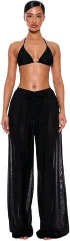 swimsuit coverup for women Low Rise Drawstring Front Wide Leg Trousers Cover Up in Saudi Arabia