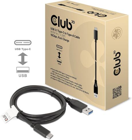 Club3D CAC-1523 USB 3.1 Type-C to USB Type-A Cable, Black in Kuwait