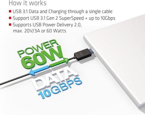 Club3D CAC-1523 USB 3.1 Type-C to USB Type-A Cable, Black in Kuwait