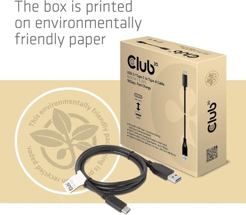 Club3D CAC-1523 USB 3.1 Type-C to USB Type-A Cable, Black in Kuwait