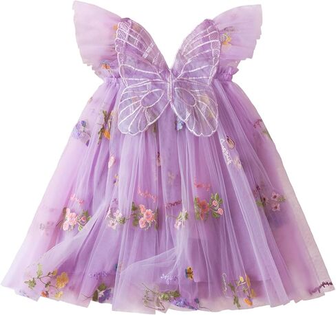 Toddler Baby Girl Tulle Dress Sleeveless Layered Tutu Dress Fluffy Flower Sundress with Back Butterfly in Saudi Arabia