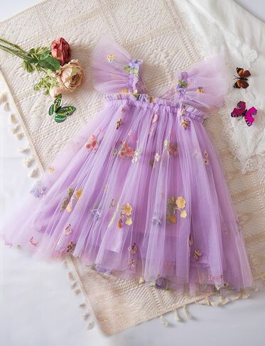 Toddler Baby Girl Tulle Dress Sleeveless Layered Tutu Dress Fluffy Flower Sundress with Back Butterfly in Saudi Arabia