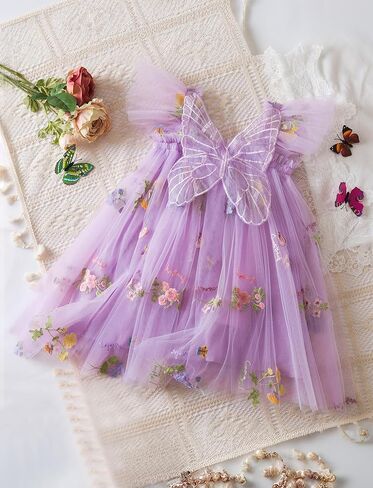 Toddler Baby Girl Tulle Dress Sleeveless Layered Tutu Dress Fluffy Flower Sundress with Back Butterfly in Saudi Arabia