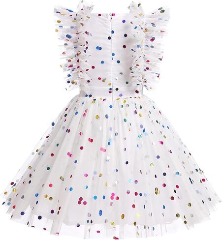 AGQT Girls Birthday Party Dress Polka Dots Sequin Star-Light Princess Tulle Wedding Pageant Evening Gown 3-10 Years in Kuwait
