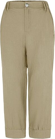 Women's Trousers Cotton and Linen Straight Leg Casual Cropped Pants Beach Vacation Capri Linen Pant with Pockets in Saudi Arabia