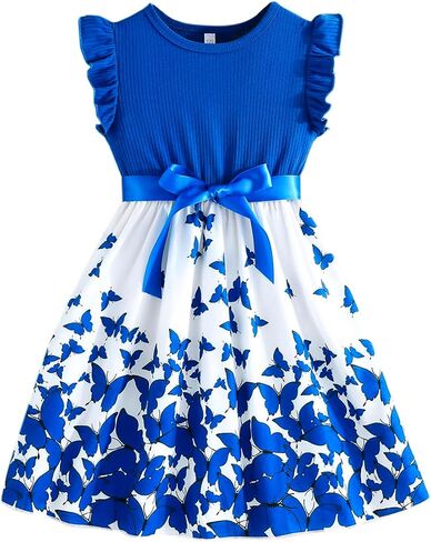 Toddler Girls Dress, Ruffle Sleeveless Summer Baby Girl Dresses 2-6Y in Kuwait