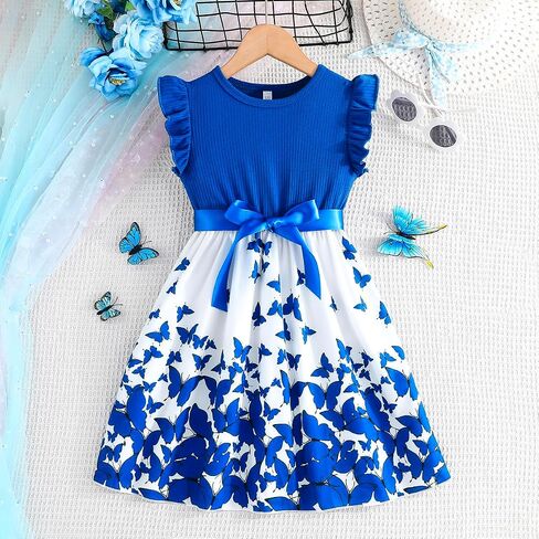 Toddler Girls Dress, Ruffle Sleeveless Summer Baby Girl Dresses 2-6Y in Kuwait