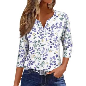 3/4 Length Sleeve Womens Tops Cute Mom Shirt Travel Outfits for Women Spring Work Clothes 2025 Loose Fitting in Kuwait