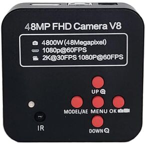 Lab Microscope Accessories Monocular 48MP 2K V8 Industrial HDMI USB Digital Video Microscope Camera(Black)