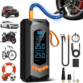 180 PSI Tire Inflator Portable Air Compressor, 8X Faster Portable Air Pump with Powerful Battery, Digital Pressure Gauge for Cars, Bikes & Motorcycle Tires, Ball
