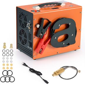 PCP Air Compressor DD-R1, Portable 4500Psi/30Mpa, Auto-Stop, Water/Oil-Free, One Button Start, Bursting disc, 12V DC/120V AC PCP Airgun Compressor, PCP Rifle/Pistol and Paintball Tank Air Pump