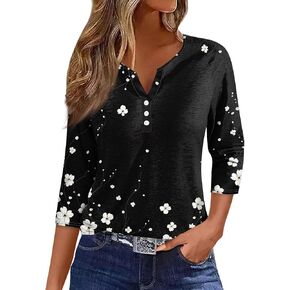 Shirts for Women Workout Tops Spring 3/4 Length Sleeve Womens T Tee Shirt Womens Shirts Dressy Casual Cute Summer