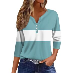 3/4 Length Sleeve Womens Tops Graphic Tees Scrubs for Women Plus Size Shirts Trendy Cotton Tshirts Teacher Shirts
