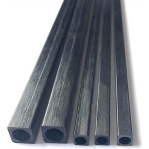 4pcs Carbon Fiber Square Tube High Strength Length 500mm, 99% Carbon Fiber Carbon Vinyl Wrap(Size:8x8x6.5mm)
