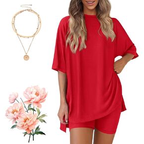 Cozymama Two Piece Set, Women's Summer Two-Piece Set, Solid-Color Simple Summer Casual Oversized Shirts Shorts in Saudi Arabia