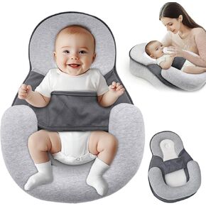 Baby Wedge Pillow for Newborn, Baby Lounger Pillow for Infant Support Acid Reflux Breastfeeding Pillow, Baby Feeding Support Pillow for Adjustable Safety Strap, Bottle Feeding