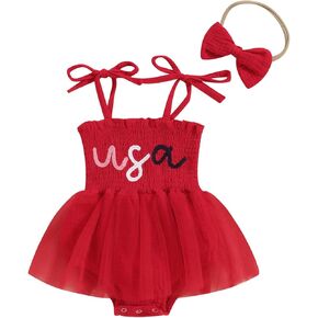 Fourth of July Baby Girl Outfit USA Bubble Romper Tutu Dress Skirts Toddler Infant My First 4th of July Outfits Clothes