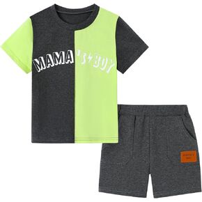 Wesidom Toddler Boy Clothes ملابس 2 قطعة من الملابس الصيفية خطاب طباعة تي شيرت بلوك القميص وسروال سروال