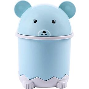 Cute Mini Trash Can for Desk Cartoon Trashcan Desk Trash Can Small Trashcan Table Garbage,Blue