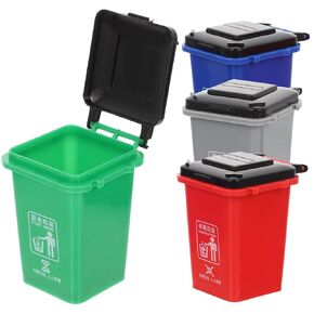 Wakauto 4Pcs Miniature Garbage Can Sorting Trash Bin for Educational Cognition Tools for Boys and Fun Decorative Play Accessory