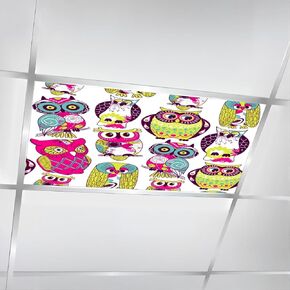 4 Pack Fluorescent Light Covers for Ceiling Lights Road construction site cartoon style for fabric textile Cute children Magnetic Light Filters Diffuser Shade for Classroom Home Office School