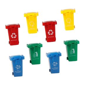 8Pcs Garbage Can for Push Trash Cans for Fun Play and Learning Birthday and Christmas Plastic Creative Play Experience