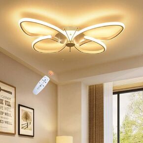 Ceiling Light Children's Room LED Butterfly Lights Dimmable Cartoon Ceiling Lamp Kids Lights Boy Girl Bedroom Living Room Dining Room Kitchen Lighting White Pendant Light, Stepless Dimming,64cm