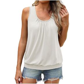Tank Top for Women Scoop Neck Sleeveless T Shirt Tunic Tee Casual Loose Fit Blouses Summer Beach Outfits Clothes