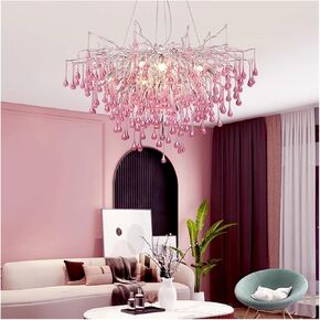 Chandelier Lustre Crystals Ceiling Chaner Kids Room Decoration Home Colorful Children's Room Girl Chaner Light Luxury Crystal(Dia 40cm) (One Color Blue 60cm)