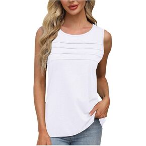 Womens Tank Tops Sleeveless Summer Vacation Beach Fashion Tee Pleated Shirt Comfy Casual Flowy Beach Outfits Clothes