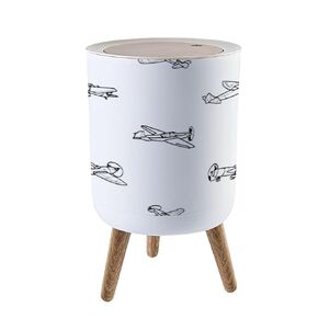 Small Trash Can with Lid Cute Cartoon Clouds Seamless Pattern for Baby Boy Line Garbage Bin Pet Proof Waste Basket for Kitchen Bathroom Office Bedroom Decorative 1.8 Gallon