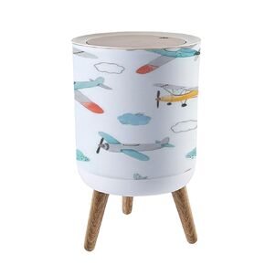 Small Trash Can with Lid Set Seamless Baby boy Patterns Pastel Pink Blue Elements Stars Blocks Garbage Bin Pet Proof Waste Basket for Kitchen Bathroom Office Bedroom Decorative 1.8 Gallon