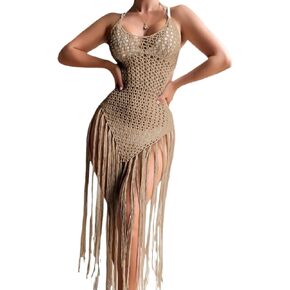Women Swimsuit Cover Up Hollow Out Hem Cover Up Dress, For Vocation,Summer Beach