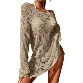 Women Swimsuit Cover Up Hollow Out Slit Cover Up Top,Summer Beach