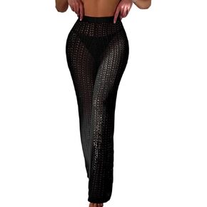 Women Swimsuit Cover Up Summer Beach Hollow Out Long Cover-Up Pants